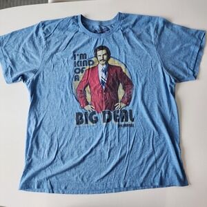 RON BURGUNDY Shirt Adult XXL Anchorman Movie 2004 Blue Tshirt Top 2XL *Pilling